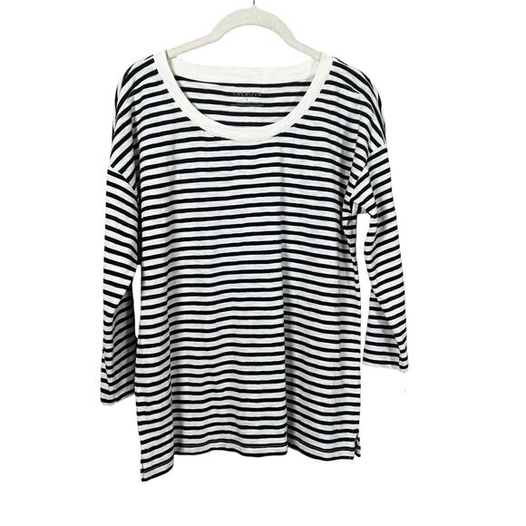 Talbots Long Sleeve Tunic Tee in Black Stripe Women's S NWT - Picture 1 of 9